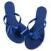 Women Jelly flip Flop Bow Sandals-Beach Flat Rivets Rain Ankle Strap Thong Blue