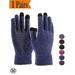 Luxtrada Winter Knit Gloves Touchscreen Warm Thermal Soft Lining Elastic Cuff Texting Anti-Slip for Women Men (Navy,Men)