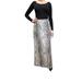 OrlyCollection Women's Basic Elastic Waist Band A-Line Long Maxi Skirt (Black Ivory Snake,X-Large)