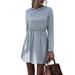 Sexy Dance Womens Long Sleeve Maxi Dress Elastic Waist Plain Casual Holiday Long Sundress Ladies Long Sleeve Hoodies Dress Jumper Sweatshirt Long Hooded Tops Mini Dress