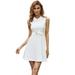 Selfieee Women's Casual Sleeveless Front Wrap Cocktail Dress A-line Short Party Dress 00024 White Small