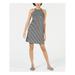 MAISON JULES Womens Black Striped Sleeveless Halter Above The Knee Shift Dress Size XL