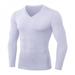 CUTELOVE Men T-shirt Thicken Tight FitnessTraining Sports High-elastic Running T Shirt Tops V-neck Long Sleeve Casual Men Tee Fashion