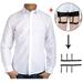 LELINTA Men's Long Sleeve Dress Shirts + 1 Pair Shirt Stay Set Solid Color Regular Fit Men Long Sleeve Button Down T-shirt (White/ Black/ Blue Size To XS-2XL)