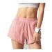 Women Running Yoga Shorts Double Layer Quick Dry Gym Athletic Shorts, Pink, Small