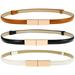 PWFE 3 Color Women Skinny Leather Belt Patent Leather Thin Waist Belt Fashion Belt with Gold Color Buckle(3 Color)