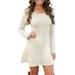 Women's Casual Sweater Dress Knit Pullover Top Solid Color Jumper Top