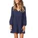 Women's Long Sleeve Tunic Dress V Neck Casual Loose Fall Flowy Swing Shift Dresses