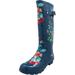 Norty Women's Rain Boots Hurricane Wellie - Glossy Printed Waterproof Hi-Calf Rainboots 40715-10B(M)US Blue Floral