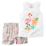 Carters Baby Clothing Outfit Girls 2-Piece Tank & Short Set Flamingo Pink