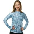 Aqua Design Women Long Sleeve Sun Protection Rash Guard Swim Surf Snorkel Shirt with Thumb Holes: Aqua Sky size XL