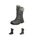 NORTIV8 Women's Zip Warm Faux Fur Insulated Snow Boots Mid Calf Boots JOAN GREY Size 8.5