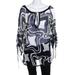 Pre-ownedMilly Womens Long Sleeve V-Neck Printed Silk Blouse Top Navy Blue White Size S