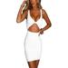 Bagilaanoe Women's Bodycon Club Mini Dresses Deep V-Neck Sleeveless Cut Out Ruched Tight Party Dresses
