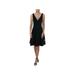 RALPH LAUREN Womens Black Sleeveless V Neck Above The Knee Fit + Flare Evening Dress Size 2