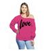 Awkward Styles Love Off Shoulder Sweatshirt for Women Plus Size Off The Shoulder Sweater for Women Curvy Plus Sweater Off One Shoulder Casual Slouchy Sweatshirt for Women Love Gifts for Women