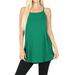 Women & Plus Front and Back Reversible Spaghetti Strap Flowy Cami Tank Tops (Forest Green, 1X)
