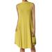 TheMogan Women's Sleeveless Mock Neck Jersey Fit & Flare A-Line Midi Dress W Pocket