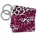 3dRose Hot pink leopard animal print fun for any party - Key Chains, 2.25 by 2.25-inches, set of 6