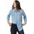 Haute Hippie Tribe Womens 'Lucia' Denim Blouse Small Floral Light Wash A370020