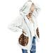 Follure Women's Casual Leopard Pockets Oversized Faux Fur-Fuzzy Hooded Outerwear Coat