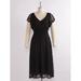 Ever-Pretty Women's Short Ruffle Sleeve Tea Length Lace Dress V-neck Cocktail Dress 07654 Black US6