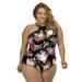 Lysa Women's Plus Size Kylie Keyhole One Piece Swimsuit 0X 1X 2X 3X