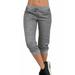 Eyicmarn Womens Sweatpants Jogger Yoga Fitness Capri Pants Trousers Light Gray