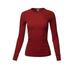 A2Y Women's Basic Solid Fitted Long Sleeve Crew Neck Thermal Top Shirt Burgundy L