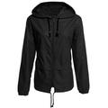 Topwoner Fashion Thin Section Ladies Waterproof Clothing Hooded Drawstring Outdoor Hiking Rain Jacket Jacket