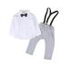 Bebiullo Little Gentleman Newborn Baby Boy Clothes White T-shirt Tops + Overalls Suspender Trouser 2PCS Outfit Spring Autumn Suit