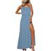 Sexy Dance Women Strapless Maxi Dress Ruffle Boho Side Split Elastic Dress Ladies Leisure Baggy Holiday Cocktail Party Tube Top