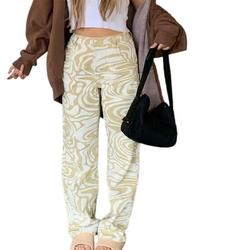 NZND Hot Zebra Pattern High Waist Women'S Jeans Streetwear Trousers Baggy Leg Pants Boyfriend Pants Denim Capris