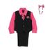 Lito Baby Boys Fuchsia Shirt Zipper Tie Bow Tie Pinstripe Vest Pant Set