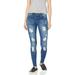 Cover Girl Size Cute Mid Rise Waisted Ripped Torn Skinny Juniors, COP Blue Distressed, JR Plus 24