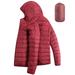 Packable Down Jacket Women Hooded Ultra Light Weight Short Down Coat with Carrying Case