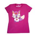 Inktastic Valentine's Day Fox, Fox With Glasses, Flowers Adult Women's T-Shirt Female Cyber Pink M
