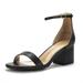 Dream Pairs Women's Fashion Low Chunky Heel Sandals Open Toe Ankle Strap Dress Heel Shoes Low-Chunk Black/Pu Size 7.5