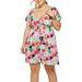 Sexy Dance Women Boho Floral Print Dress Flared Vacation Flowy V Neck Mini Dress Oversized Loose Fit Dress A Line Tunic Dress