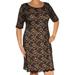 CONNECTED APPAREL Womens Black Lace Short Sleeve Jewel Neck Above The Knee Sheath Dress Size 14
