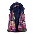 AngelBee Vintage Women Hoody Fleece Vest Printing Single Breasted Coat (Purple 4XL)