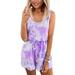 Plus Size Women Gradient Short Casual Loose Jumpsuit Playsuit Sleeveless Short Pants Casual Printed Romper With Pockets Tie Dye Sleeveless Tank Top + Shorts Jumpsuit Romper For Women Ladies