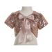 EkidsBridal Sequins Mesh Rose Gold Bolero Flower Girl Shrug Princess Cape Dress Cover Up Special Occasions Jacket Flower Girl Bolero Party Capes