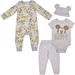 Disney 3 Pack Mickey Mouse Jogger and Onesies Set with Cap, Bodysuit Bundle for Baby, Size NB Off-White