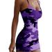 Sexy Dance Womens Spaghetti Strap Tank Dress Basic Bodycon Club Party Mini Dress Camouflage Print Dresses