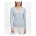 CALVIN KLEIN Womens Blue Long Sleeve V Neck Sweater Size: L