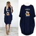 Women's Casual Long Sleeve Dresses Mickey Mouse Printed Round Neck Dress