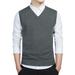 Men Casual Sweater Vest Sleeveless Knitted Waistcoat Warm Slim Fit V-Neck Knit Pullover Jumper