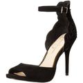 Jessica Simpson Bellona Shoes Black Luxe Kid Suede Open Toe Ankle Strap Pumps (6.5)