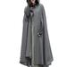 Women Hooded Trench Coat Open Front Cardigan Jacket Coat Cape Cloak Long Poncho